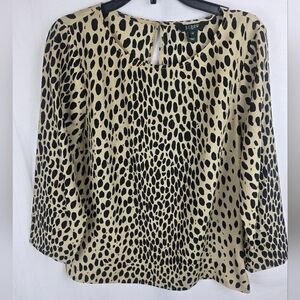 J.Crew Black and Tan Cheetah Patterned Long Sleeve Shirt Sz XS